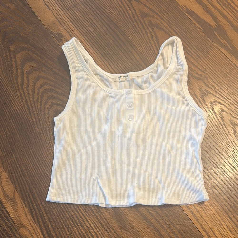 White Ribbed Tank Top